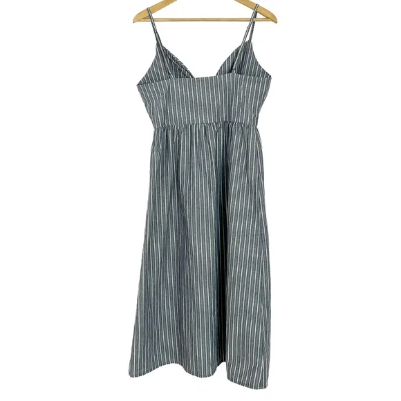 100% Cotton Striped Cut-Out Midi Dress - Picture 3 of 14